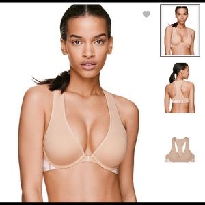 Pink Plunge Front Close Sports Bra 36B